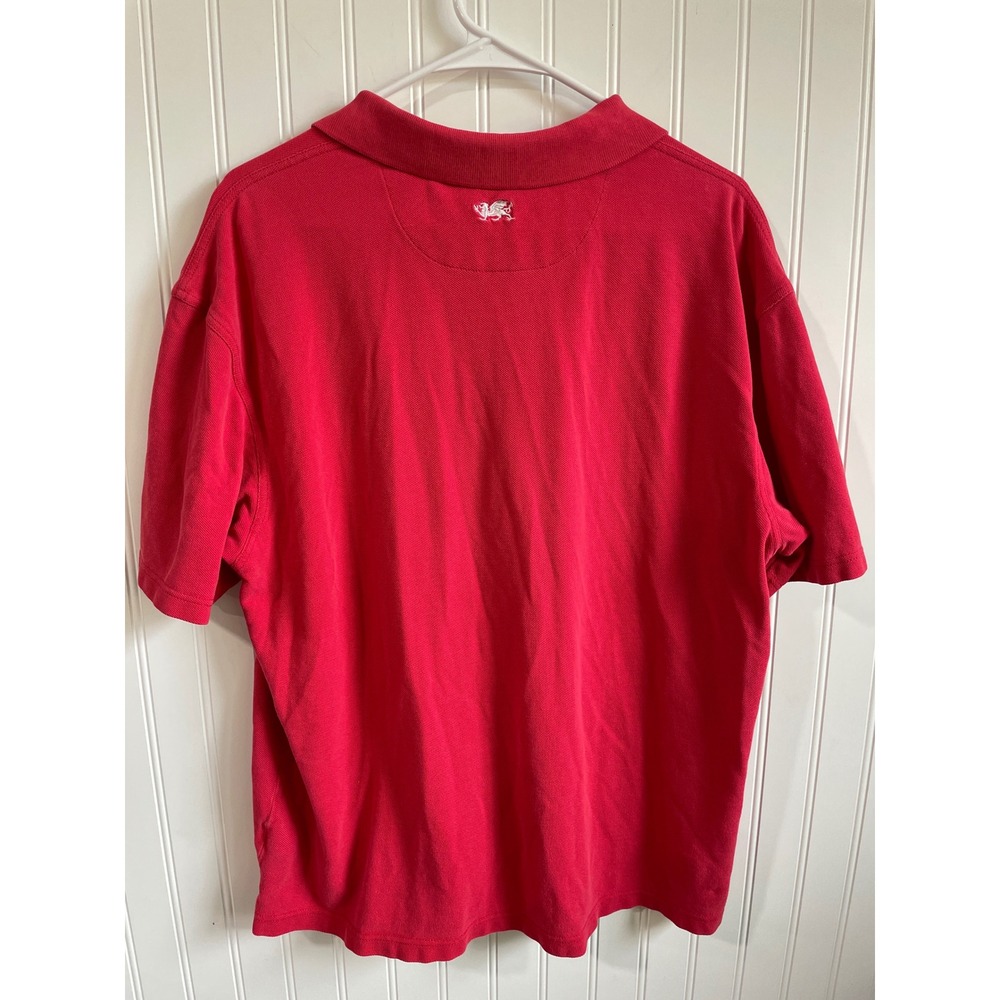 WRU Wales Rugby Union Mens Large Red Short Sleeve Pique Cotton Polo Shirt - Picture 9 of 11